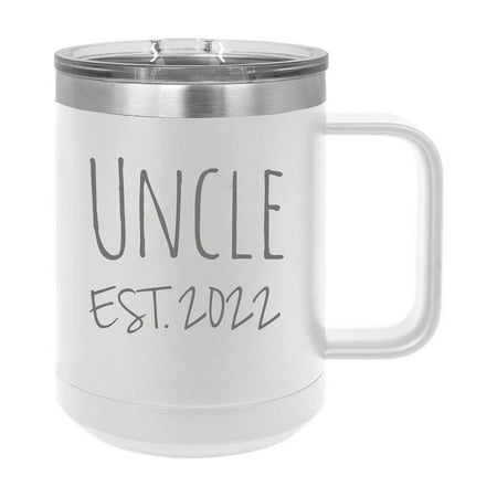 

Uncle Est. 2022 Established Stainless Steel Vacuum Insulated 15 Oz Engraved Double-Walled Travel Coffee Mug with Slider Lid
