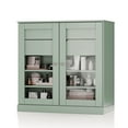 thumbnail image 4 of 100% Solid Wood 32" Bathroom Cabinet with Clear Glass Doors, 2-Drawers and Adjustable Shelves, 4 of 5