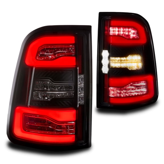 TRUE MODS Full LED Tail Light Assembly Replacement for 2019-2024 Dodge Ram 1500 w/ Stock Halogen Taillight Bulb [Smoked] [DOT] Tradesman Big Horn Laramie Rebel Laramie Longhorn Limited Rear Lamp