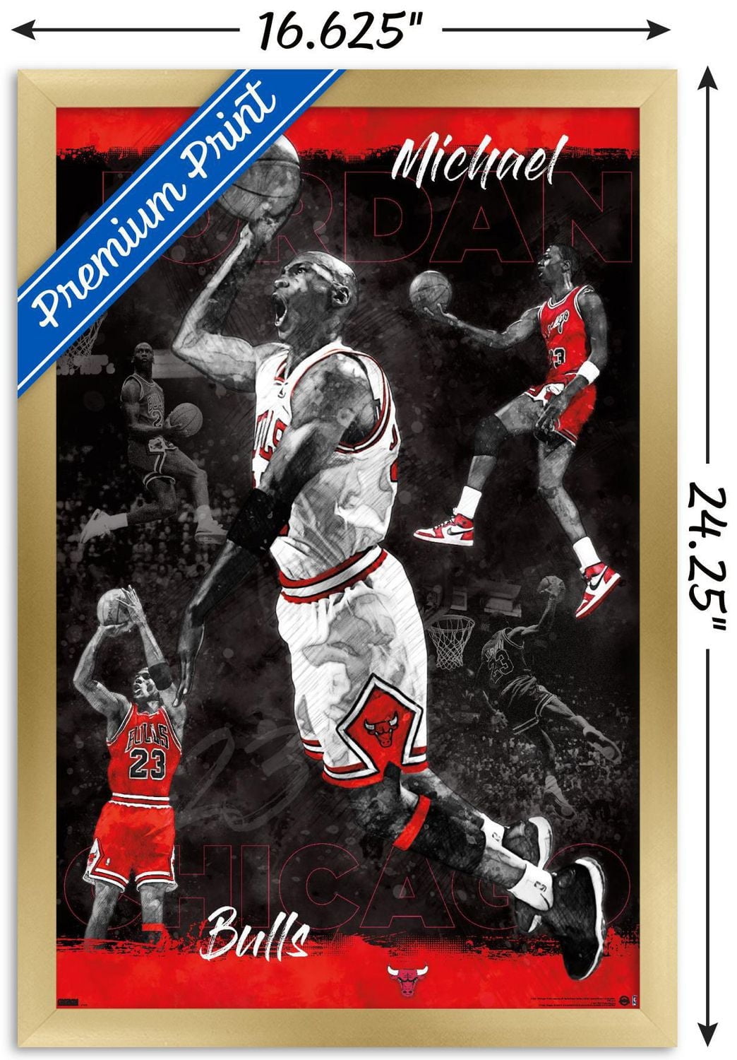 Michael Jordan - Sketch Wall Poster, 22.375" x 34" Framed