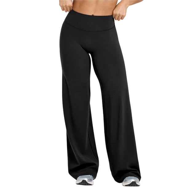 Leggings de entrenamiento for mujer, pantalones de Yoga sin costuras, de pierna ancha, acampanados, de cintura alta, suaves, sin costura frontal, gimnasio, Control de barriga