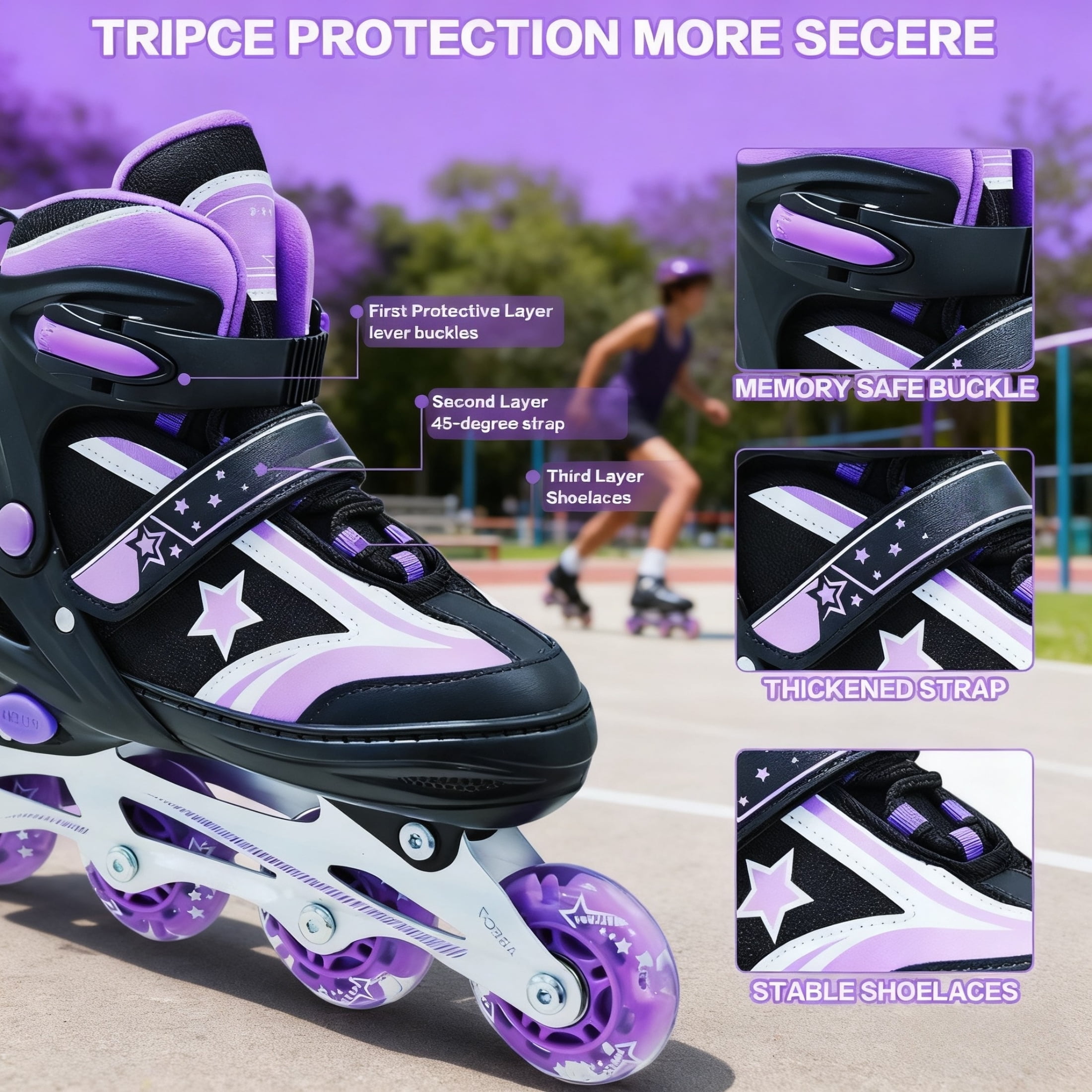 JZY Youth Inline Skates with 8 Glowing Light-Up Wheels,Durable Aluminum Frame for Beginners,For Boys & Girls Ages 5-12,For Indoor and Outdoor Skating
