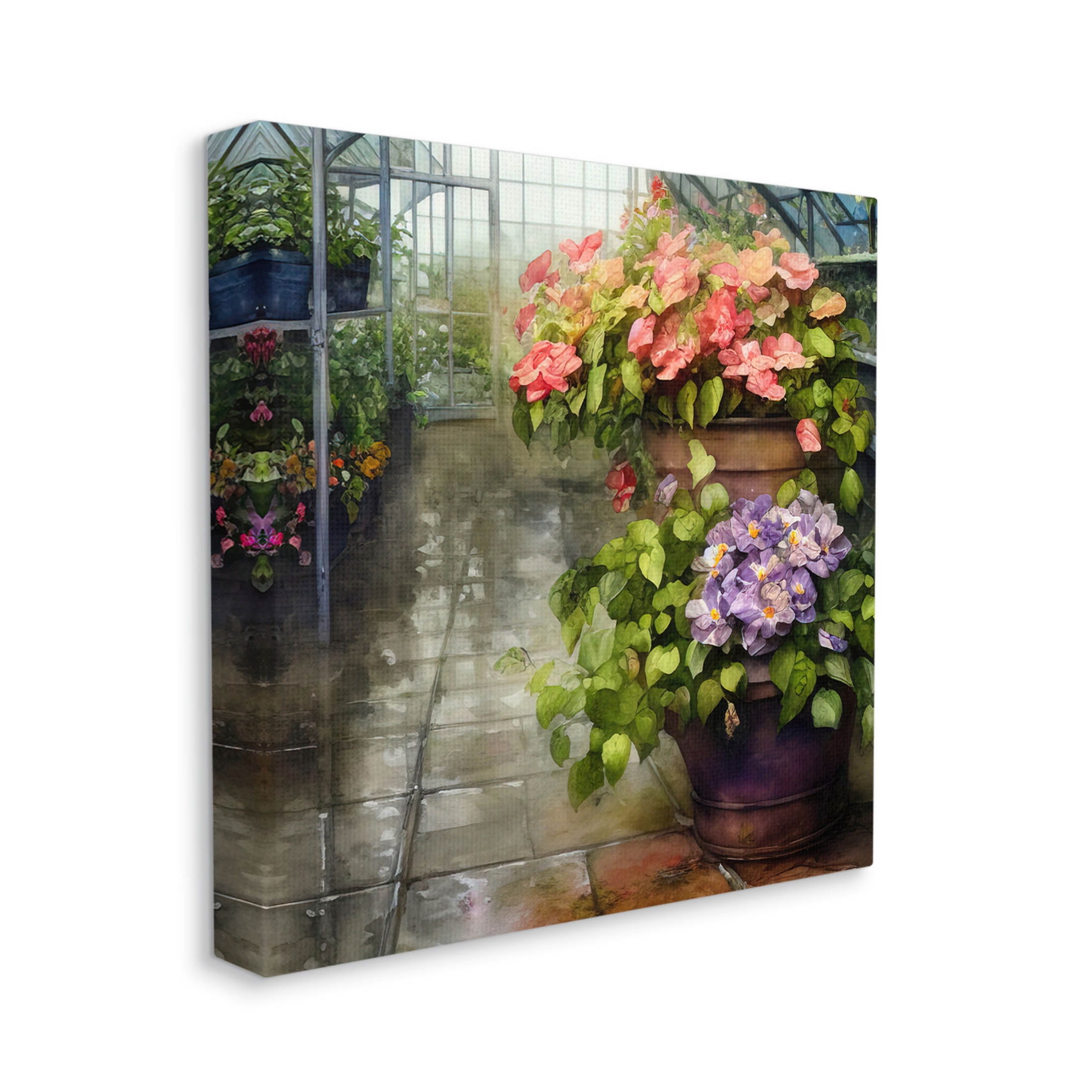 Spring Blossoms Greenhouse Garden Botanical & Floral Painting Gallery Wrapped Canvas Print Wall Art