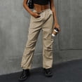 thumbnail image 5 of Gyexs Wide Leg Sweatpants Women Lightweight Travel Cargo Pants Plus Size Fashion Elegan Work Pants with Pockets, #01 Khaki, Size M, 5 of 8