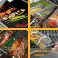 thumbnail image 3 of Rolling Grilling Basket- Round Stainless Steel BBQ Grill Mesh Rolling BBQ Basket Non-Stick Grill Basket Grilling Accessories Camping Grill for Vegetables, French Fries, Fish, 3 of 8