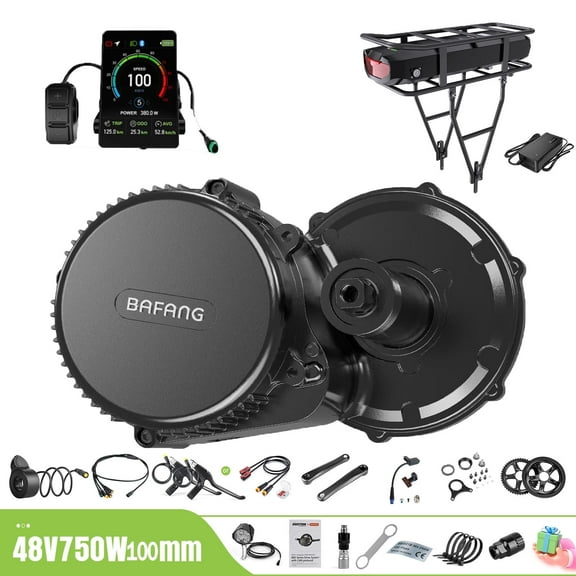 BAFANG Mid Drive Kit 1000W BBS02B Electric Bike Conversion Kit 48V Ebike Conversion Kit for 100MM Mountain Bike Road Bike VD04 Display and 48V17.5Ah Rear Rack Battery