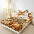 thumbnail image 4 of Manfei Happy Autumn Full Size Sheets for Kids, Rustic Sunflower Maple Leaf Bed Sheets, Fall Pumpkin Print Sheet Sets, Lightweight Room Decor, 4-Piece, 4 of 7