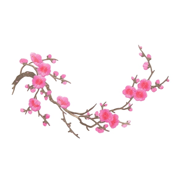 Cherry Blossom Iron On Embroidery Patch Floral Applique for Clothing, Decorative Flower Patch for Jackets, Bags, Hats and DIY Craft Projects