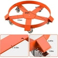 thumbnail image 7 of 55 Gallon Drum Dolly, Heavy Duty Barrel Dolly with 4 Caster Wheels, 1000 LBS Capacity Trash Can Dolly Non-Tipping Hand, Orange Steel Frame Dolly, 7 of 7