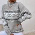 thumbnail image 2 of Suéter navideño con estampado de copos de nieve para mujer, otoño e invierno, 2024, cuello redondo, manga larga, elegante, de punto, para mujer, 2 of 5