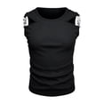 thumbnail image 4 of Telankuip Casual Workout Black Tank Tops for Men Stretch Sleeveless Muscle T Shirt with Chain Design Breathable Ribbing Summer Gym Vest 0-Black XL, 4 of 4