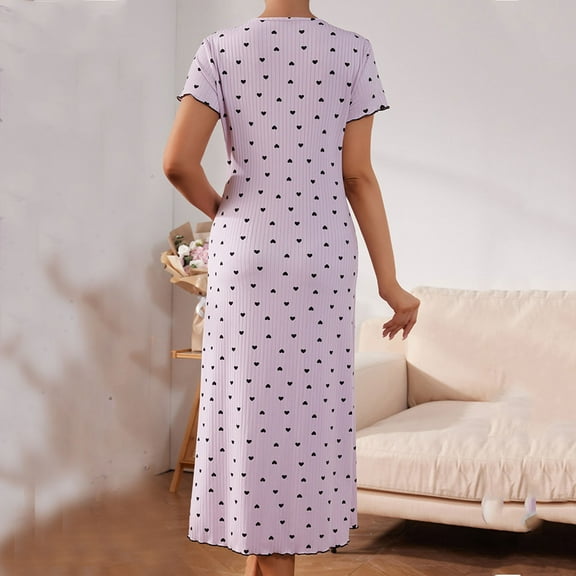 Weiqiqre Women's Sleepwear Round Neck Sleepwear Nightshirt Short Sleeve Sleep Dress Summers Sleepshirt Loungewear