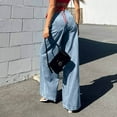 thumbnail image 4 of Idoravan Wide Leg Jeans Women High Waisted Women Casual Fashionable High-waisted Loose Wide Leg Button Zipper Jeans, 4 of 9