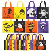 CCINEE 24pcs Halloween Non-Woven Treat Bags 8 Cute Halloween Pattern Totes Party Bags with Handles for Kids' Halloween Trick or Treat Party Favor Supply