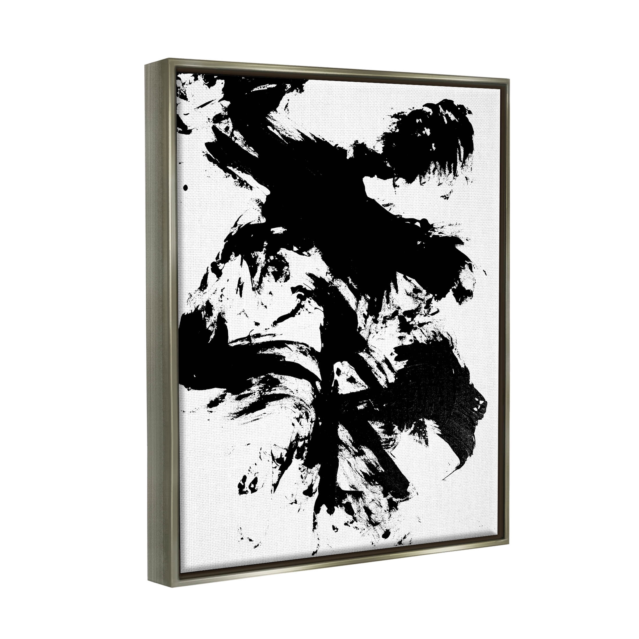 Modern Silhouette Brushed Shape Abstract Graphic Art Luster Gray Framed Art Print Wall Art