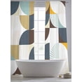 thumbnail image 6 of Brown Teal Beige Geometric Semi Sheer Curtains 108 Inch Length 2 Panels Set,Middle Century Modern Abstract Art Sheer Kitchen Curtain Privacy Window Curtain for Living Room Bedroom Rod Pocket Drapes, 6 of 7