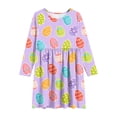 thumbnail image 4 of Xdegoge Classic Kids Girls Easter Dress Cute Bunny Egg Graphic Printed Tween Summer Sundress Knee Length Swing Long Sleeve Spring Holiday Event Outfit Casual Daily Play Wear for Teen, 4 of 7