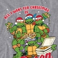 thumbnail image 2 of Teenage Mutant Ninja Turtles Christmas Pizza Women's Loose T-Shirt, Athletic Heather, Large, 2 of 3