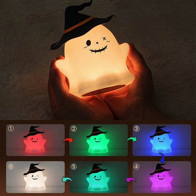 Luz nocturna de silicona, decoraciones navideñas, luces nocturnas espeluznantes de Halloween, lámparas decorativas de silicona para dormitorio, regalos para niños, luces nocturnas para dormir, se ilum