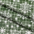 thumbnail image 5 of Newbridge Snowfall Snowflake Plaid Christmas Print Vinyl Flannel Backed Tablecloth, Contemporary Snowflake Design Easy Care Wipe Clean Xmas Tablecloth, 52 Inch x 52 Inch Square, Green, 5 of 6