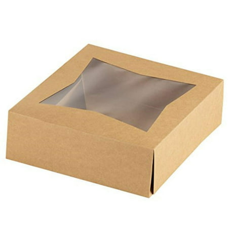Kraft Paperboard Popup Window Box Pack Of 10 Brown Kraft Paperboard Pop Up Window Box Pastry Cake Bakery Boxes With Plastic Window 8 X 8 X 2 5 Inches Walmart Canada