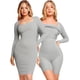 thumbnail image 4 of Vestido bodycon moldeador 8 en 1 vestido midi con moldeador integrado vestido de manga larga para mujer control de barriga, 4 of 5