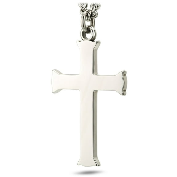 Women's Stainless Steel Flare Cross Necklace-Phil 4:13 by Shields of Strength