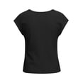 thumbnail image 4 of MaFYtyTPR Summer T-shirts for Women Fashion Stain Solid Color 1/4 Sleeve V-neck Pleated Breathable Blouses Black L, 4 of 4
