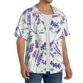 thumbnail image 4 of Xecao offers the Lavender Flowers for Men's Casual Short-sleeved Shirt, a button-up collared shirt with a pocket, perfect for beach vacations and yacht travel in the 3X-Large size., 4 of 7