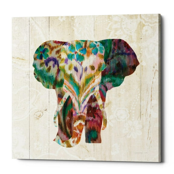 Epic Graffiti  "Boho Paisley Elephant III" by Danhui Nai, Giclee Canvas Wall Art - 26" x 26"