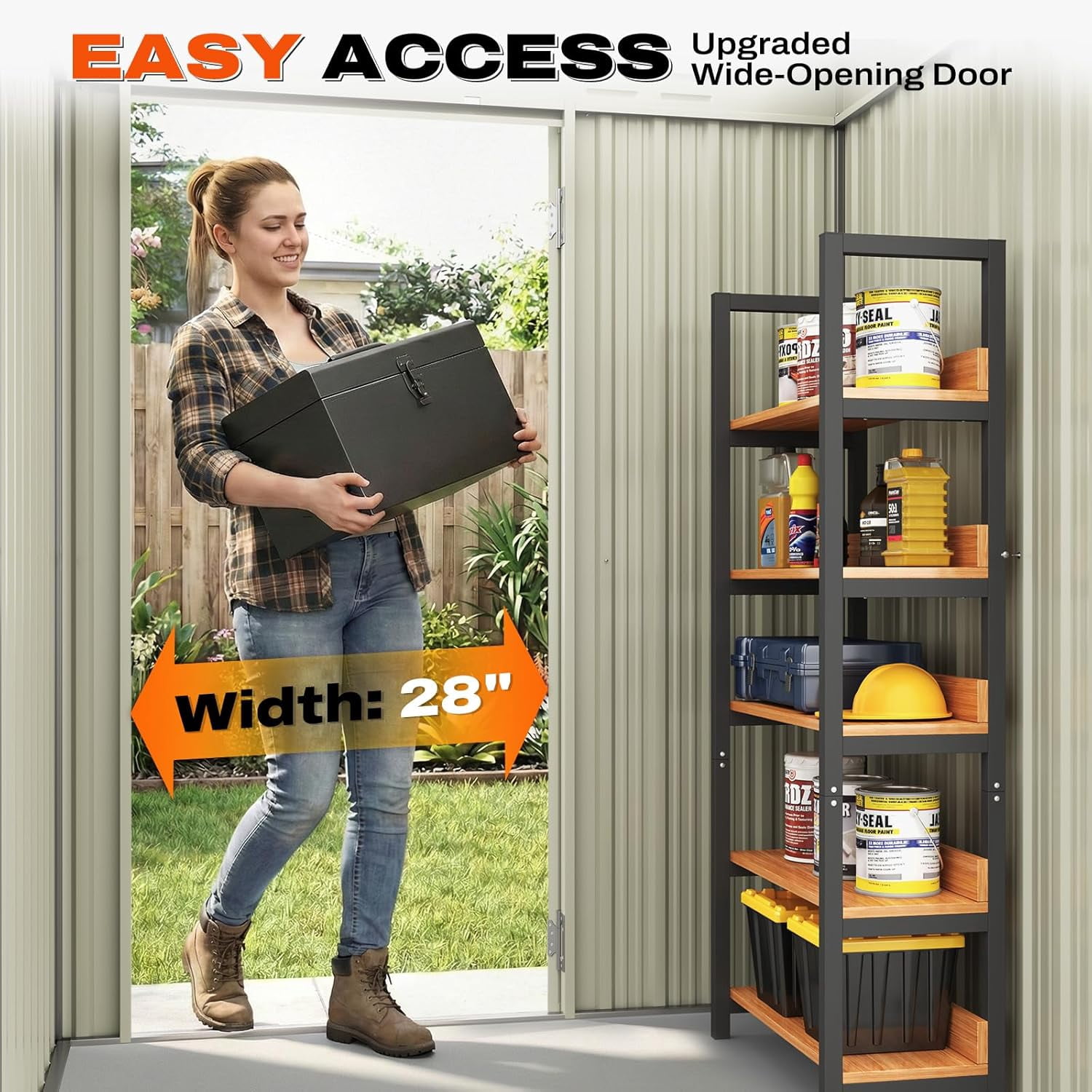 Quictent 5x3 FT Metal Garden Tool Shed, Compact Storage Shed with 2-Way Sloping Roof & Lockable Door, Garden Shelter with Waterproof Galvanized Steel for Backyard & Patio Organization