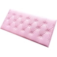 thumbnail image 4 of Panel de pared decorativo revestido de cuero 3D de 23,6 x 11,8 pulgadas, adhesivo de pared a prueba de golpes, papel tapiz, cojín suave para paredes de TV, dormitorio infantil, cabeceros de cama (rosa, 4 of 5