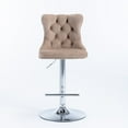 thumbnail image 2 of Triple Tree Swivel Bar Stool Button Tufted Chrome Footrest, khaki (Set of 2), 2 of 8