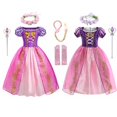 thumbnail image 2 of Disney Girls Princess Rapunzel Dress Toddler Kids Summer The Tangled Halloween Cospaly Disfraz Niño Peluca Trenza Cumpleaños Part9-10T (Etiqueta 150) Gao Jinjia LED, 2 of 2
