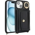 thumbnail image 2 of for iPhone 15 Case with Card Holder for Women, for iPhone 15 Phone Case Wallet with Strap Credit Card Slots Crossbody with Kickstand Zipper Case for iPhone15-Black, 2 of 13