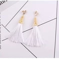thumbnail image 4 of Trendy clip on 3 3/4" long gold top string earrings in a variety of colors, 4 of 16