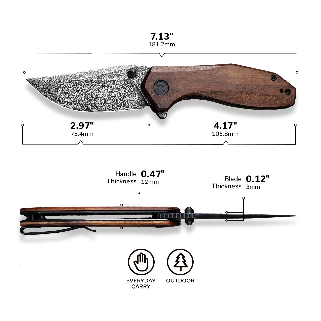 CIVIVI Pocket Knife Folding Knife ODD 22 C21032-DS1