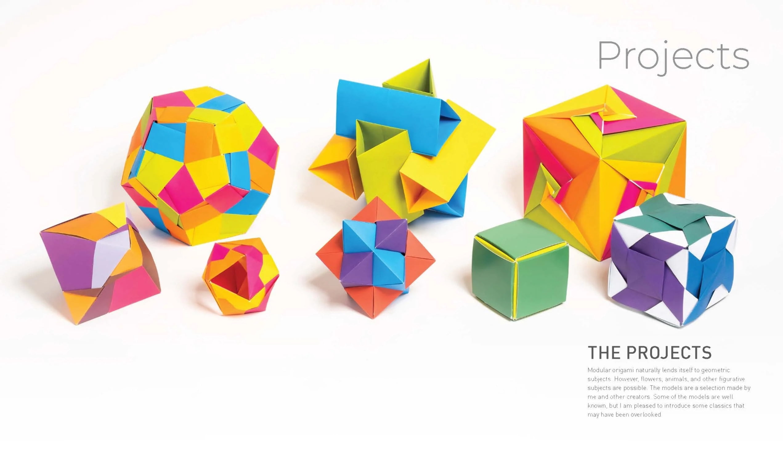 Modular Origami: 18 Colorful and Customizable Folded Paper Sculptures, (Paperback)