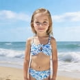 thumbnail image 2 of ibiyuan Girls Tankini Swimsuit Two Piece Adjustable Straps Bathing Suit Ruched Side Tankini for Girls Drawstring Bottoms Tropical Printed Swimwear with Cover Up Pants,4-5 Years, 2 of 6