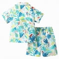 thumbnail image 4 of Kaprioy Boys Summer Outfits Boys Hawaii Shirts and Shorts Outfit Sets Casual Button Down Summer Kids Beach Vacation Clothes, 4 of 6