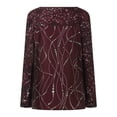thumbnail image 1 of Moda mujer casual manga larga impresa cuello redondo blusa botón camiseta damas tops Pompotops  gfhjh18087, 1 of 6