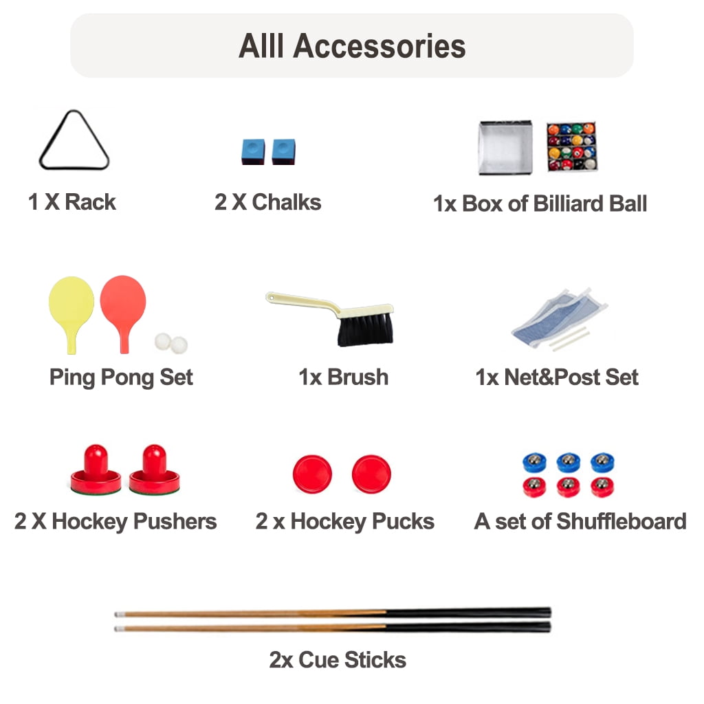 Vocheer 46Inch 4 in 1 Combo Game Table, Folding Pool/Billiard, Hockey , Table Tennis, Shuffleboard Table