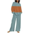 thumbnail image 1 of UAMVSH Ensembles Grande Taille pour Femmes 2 Pcs Chandail en Molleton Col Rond Pantalon Grand Ensemble Détente Automne Décontracté Manches Longues, 1 of 4