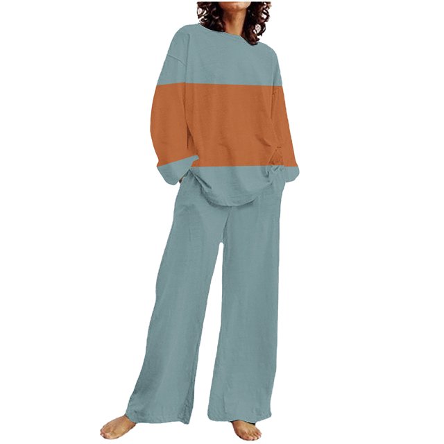 UAMVSH Ensembles Grande Taille pour Femmes 2 Pcs Chandail en Molleton Col Rond Pantalon Grand Ensemble Détente Automne Décontracté Manches Longues