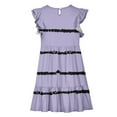 thumbnail image 4 of FamilyThread Girls Summer Stripe Dresses with Ruffle Short Sleeve Casual A-Line Swing Twirly School Sundress For 5-14Y, 4 of 8