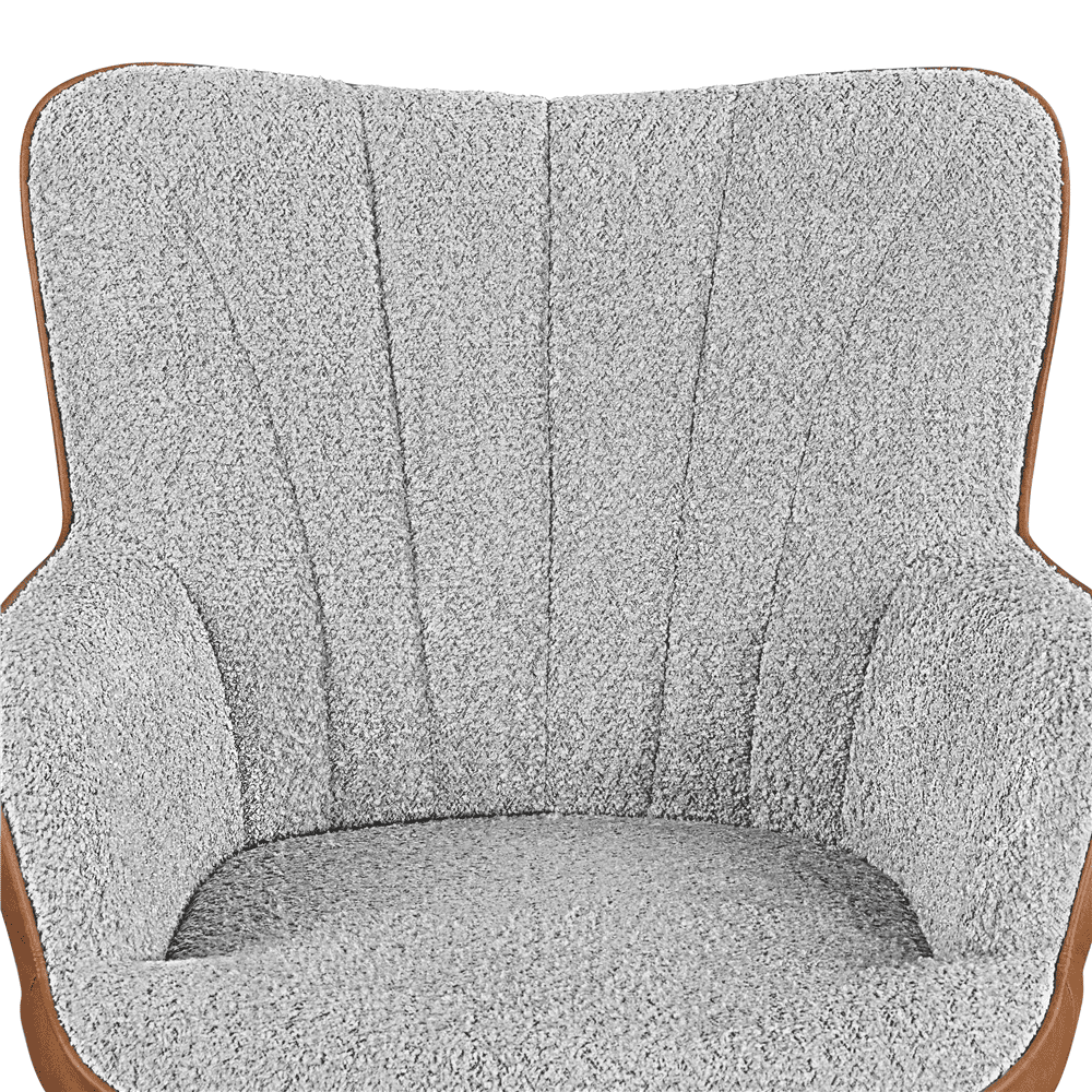 Renwick Modern Upholstered Faux Leather Accent Chair with Pleated Curved Back, Retro Brown