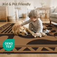 thumbnail image 4 of ODIKA 8'x10' Washable Area Rug Brown Black Geometric Abstract Design Modern Shapes with Bold Triangle Border for Living Room, Under Sectional, Family , Durable, Non-Slip, 4 of 7