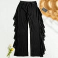 thumbnail image 5 of TODOZO Women Mesh Ruffle Trim Cover Up Pants Beach Cover Up Beach Wrap Bikini Shiny for Swimwear Ruffle Pants Womens Cover Up Pants Sheer Bikini Bottoms Swimsuit Cover Up Wide Leg Beach Pants, 5 of 8