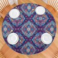 thumbnail image 2 of Vibrant Bohemian Floral Print Round Tablecloth with Elastic Edge - Stretch Fit Table Cover for 52 to 56 Inch Dining Tables - Machine Washable Decor for Kitchen Patio, 2 of 7