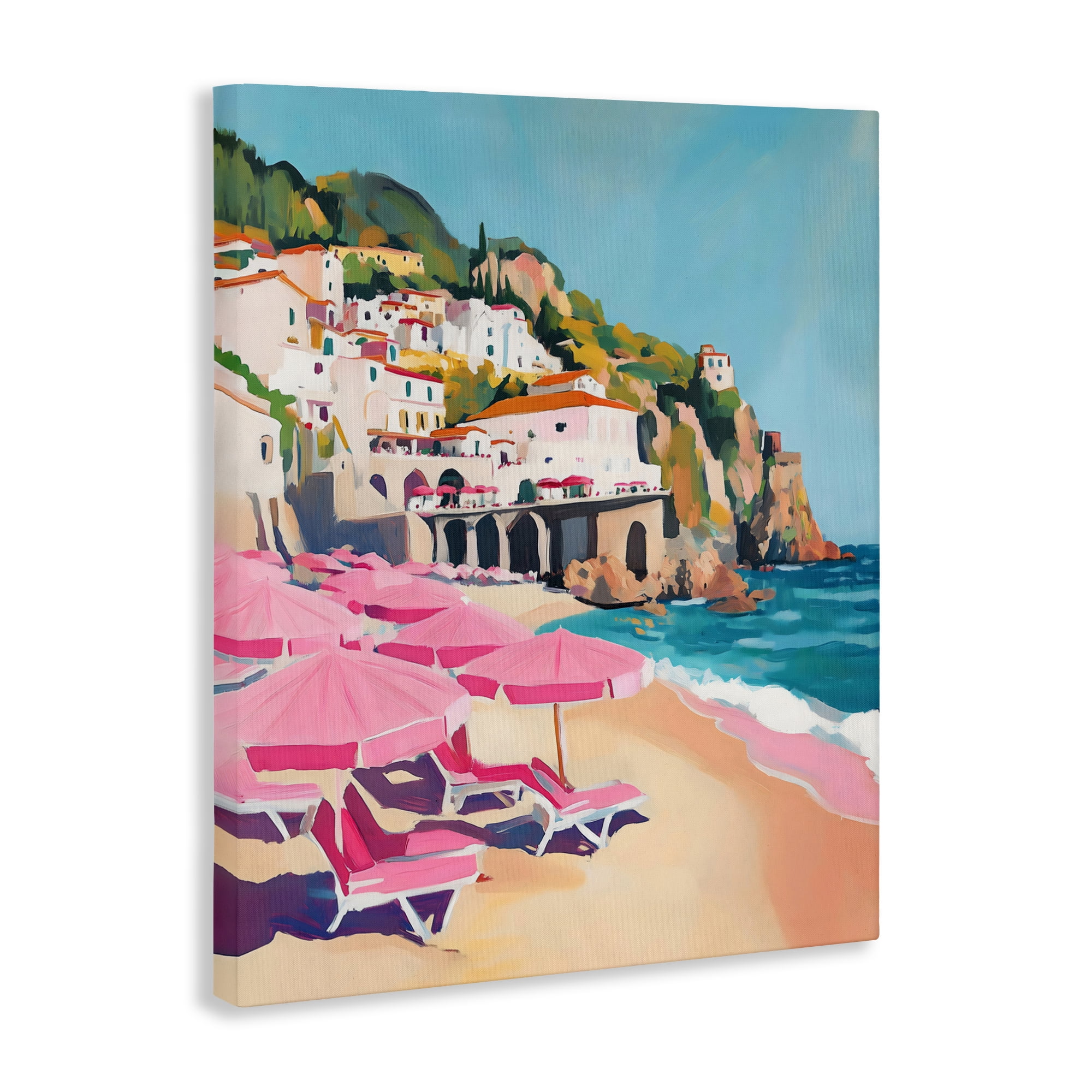 Stupell Industries Pink Beach Chairs on Shoreline Canvas Wall Art, design by The Prints Vibe